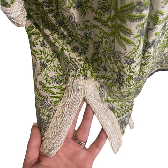 Calypso St Barth Indian Block Print Beaded Tunic Dress Size Small - Picture 10 of 16